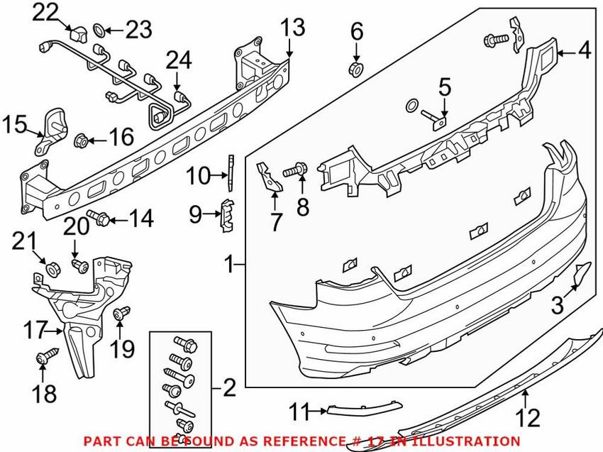 Audi Bumper Cover Support Rail – Rear Passenger Side 8V5807378